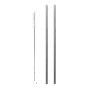 Qwetch Kit 2 Palhinhas Retas Inox + Escovilhão